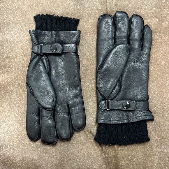 Deerskin Sweater Snap Leather Adjustable Gloves - Picture 5 of 6